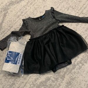 Holiday dress and tights (6-12m)